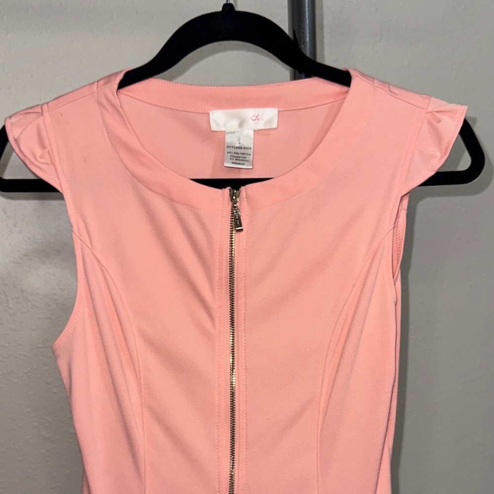 Elegant Pink Sleeveless Peplum Blouse - Picture 3 of 7